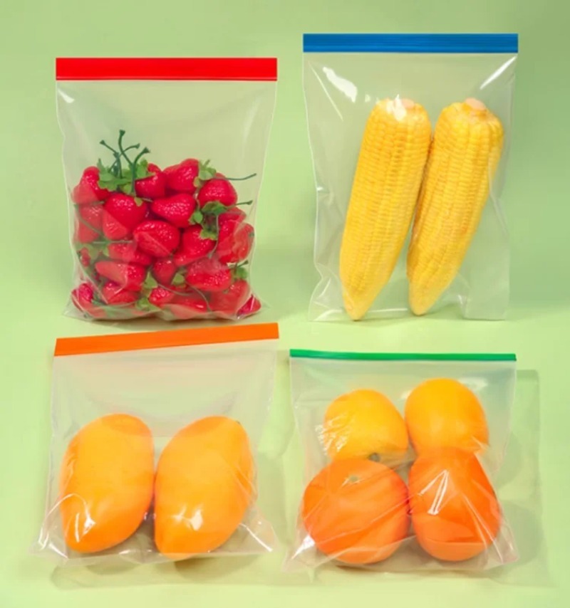 Meal Prep Ziplock - Colorful Clear PE Zipper Storage Bags