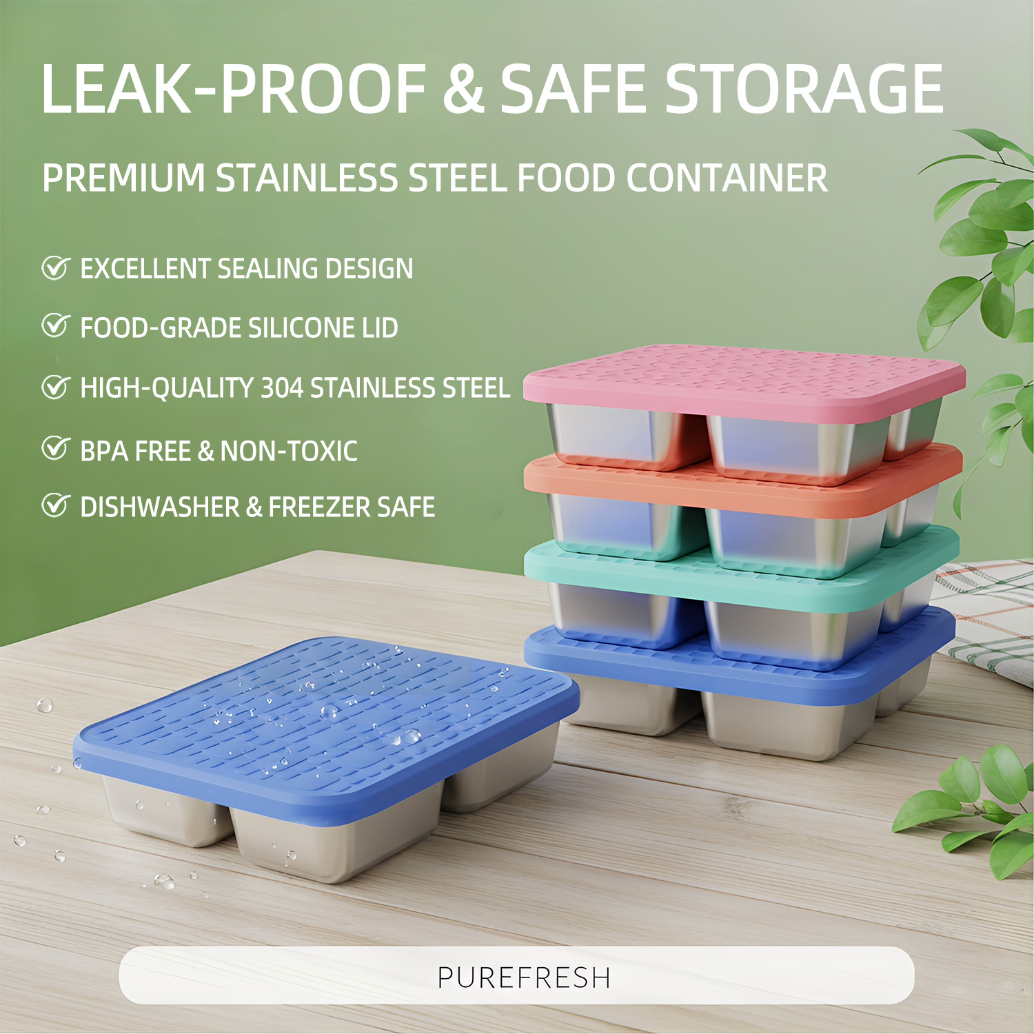 304 Stainless Steel Divided Lu - đánh giá và giá Meal Prep Box